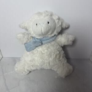 Dennis Basso Home White Lamb Sheep Blue Scarf Plush Stuffed Animal Baby Lovey